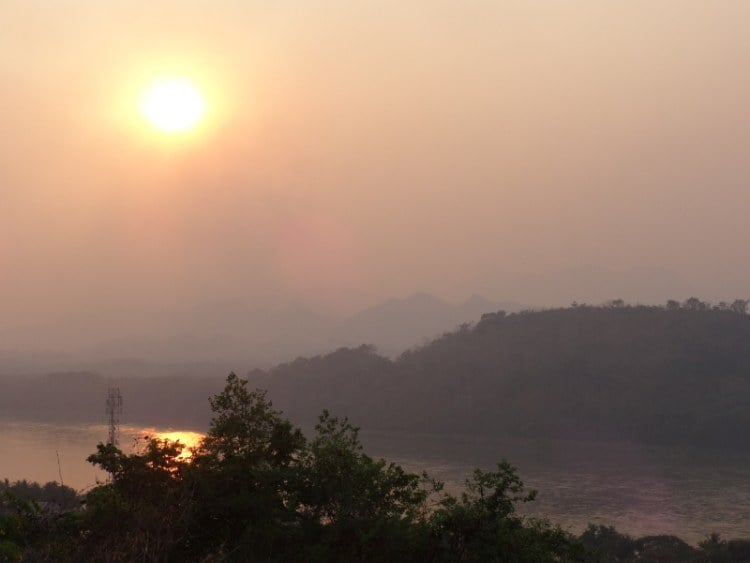 Laos Sunset at Wat That Chomsi