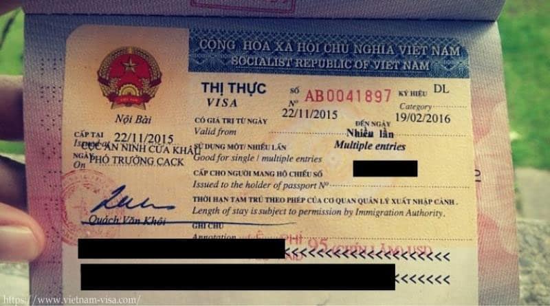 Sello de visa de Vietnam - Formas de la visa