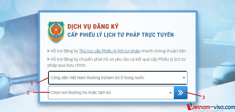 Đăng ký cấp phiếu lý lịch tư pháp trực tuyến - Vietnam-visa