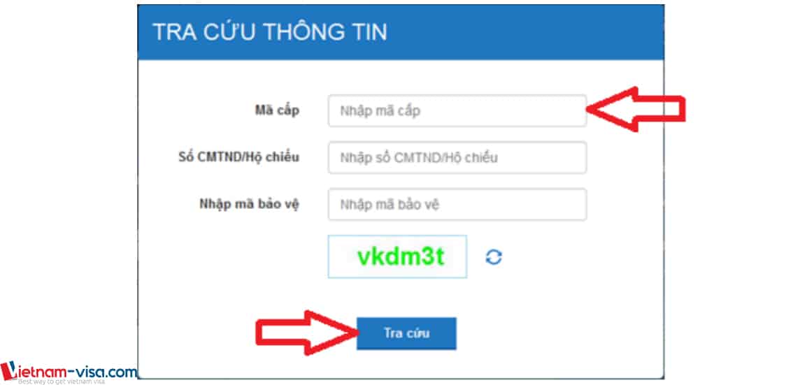 Màn hình nhập thông tin để tra cứu Lý lịch tư pháp trực tuyến - Vietnam-visa