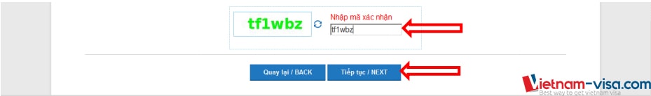 Nhập mã xác thực người dùng khi đăng ký lý lịch tư pháp online - Vietnam-visa