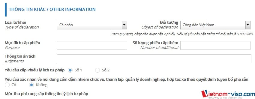 Thông tin về yêu cầu cấp lý lịch tư pháp online - Vietnam-visa