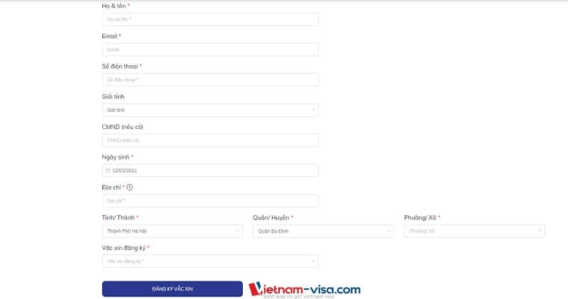 Vietnam Covid 19 vaccine registration form