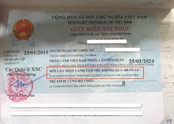 Vietnam 5 years visa - Vietnam 5 years visa exemption certificate