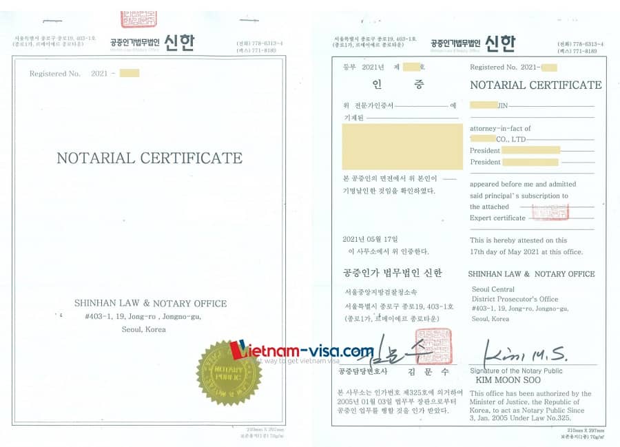 Dịch thuật công chứng Giấy tờ Hàn Quốc để hợp pháp hóa lãnh sự