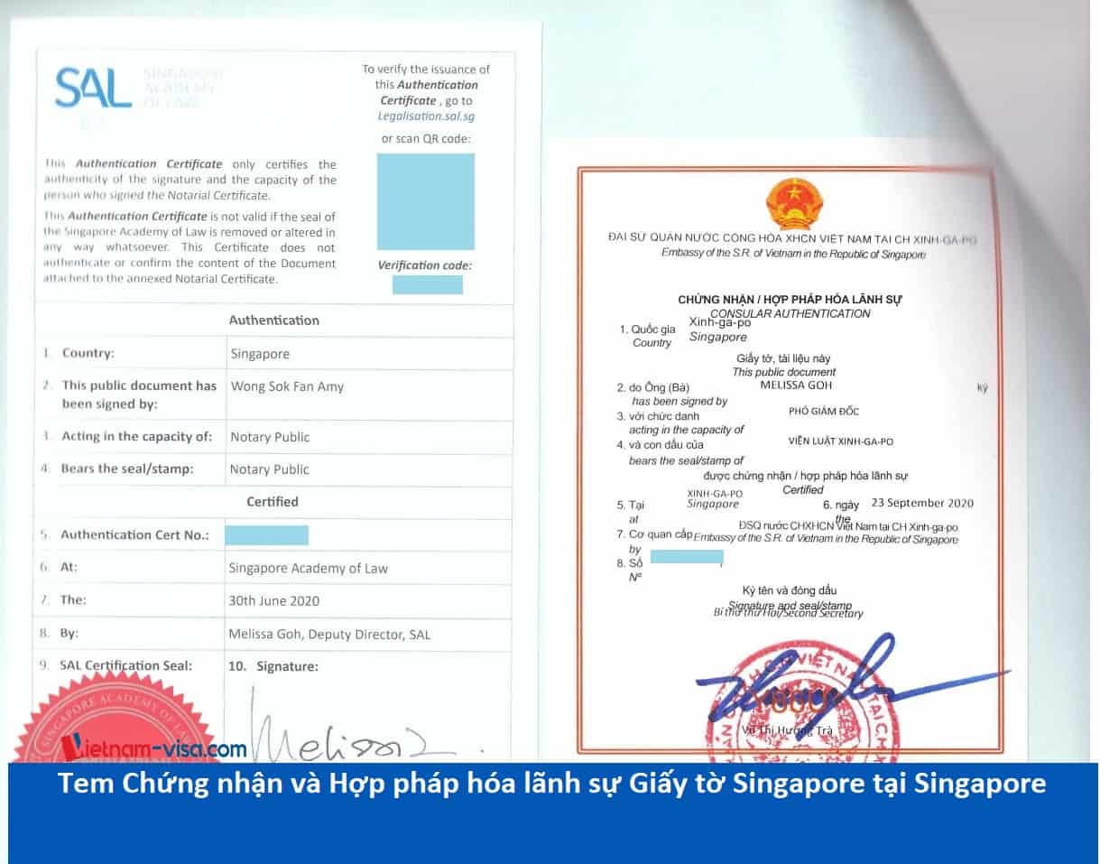 Tem Chứng nhận và Hợp pháp hóa lãnh sự tại Singapore