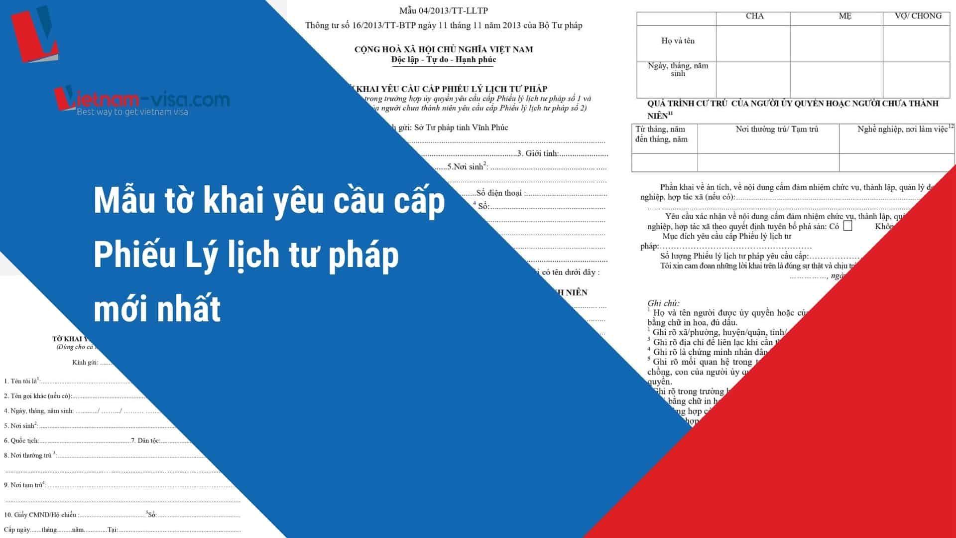 Mẫu tờ khai yêu cầu cấp phiếu lý lịch tư pháp số 1 và số 2 mới nhất