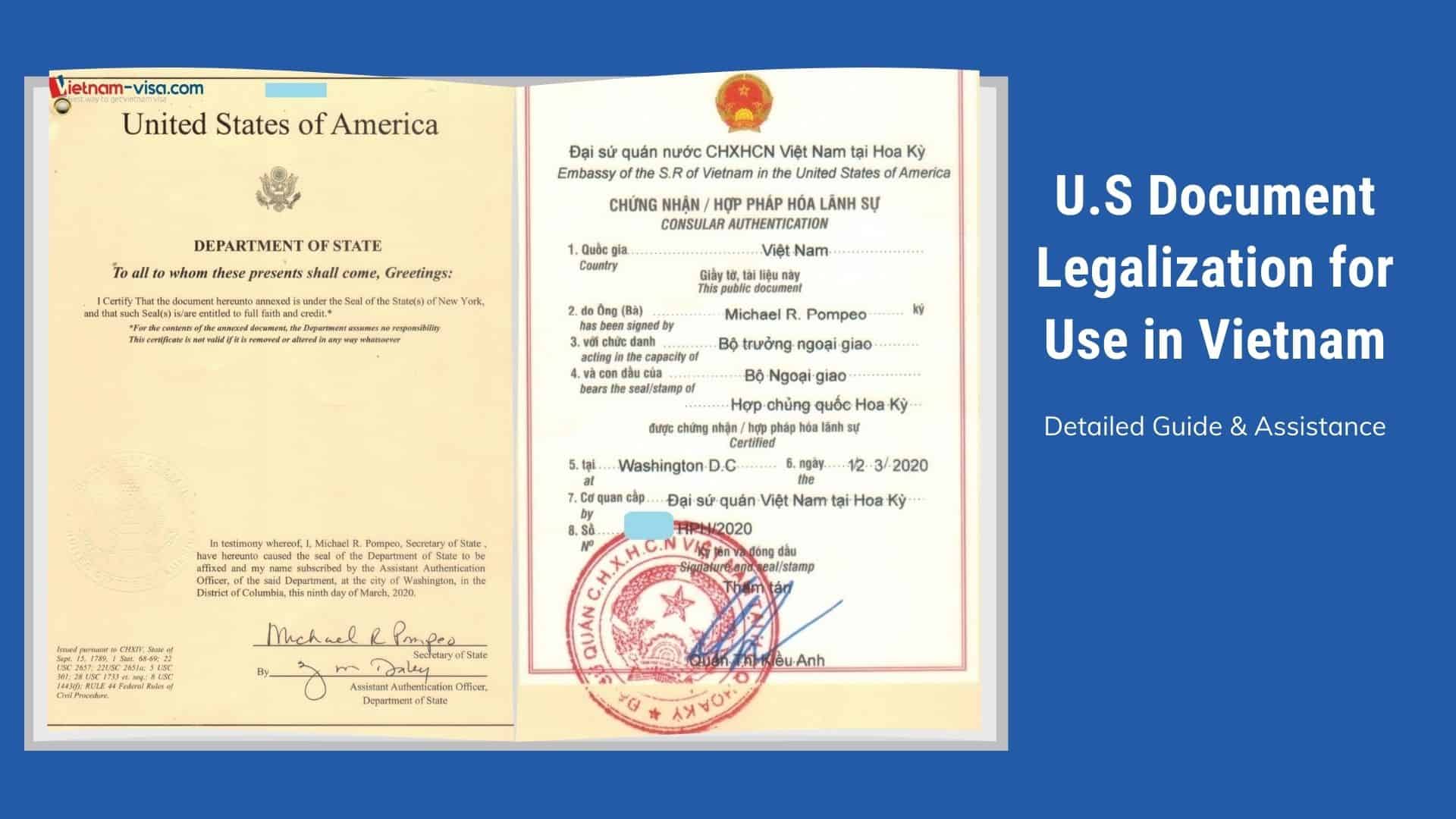 Legalization of US documents for Vietnam – Detailed guide & Service 2023