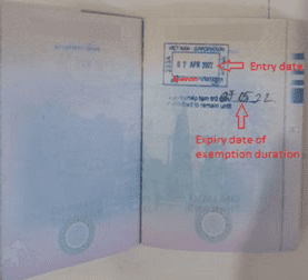 Sample Vietnam visa exemption stamp - Vietnam-visa