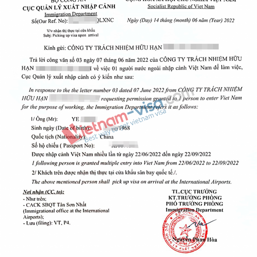 Sample vietnam business visa sponsorship letter for visa on arrival