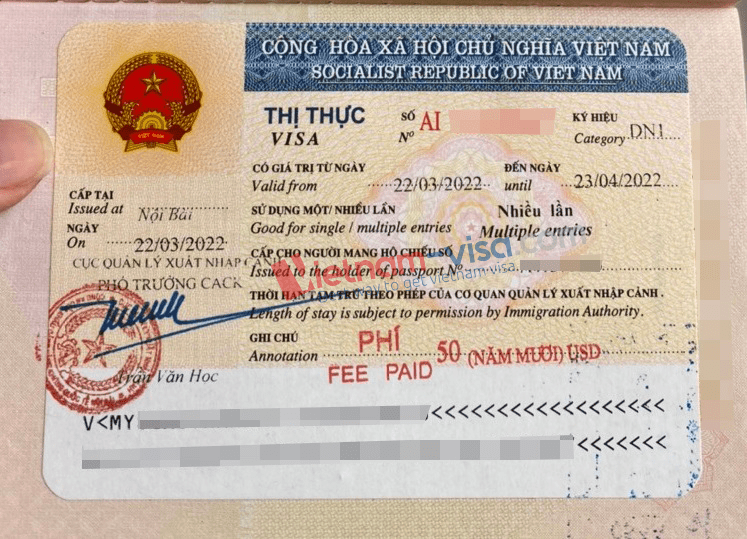 Sample Vietnam business visa