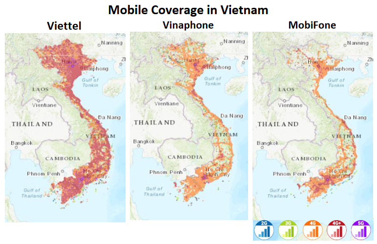 Mobile Coverage of 3 biggest Mobile Operators in Vietnam - Vietnam SIM Card - Vietanm-visa