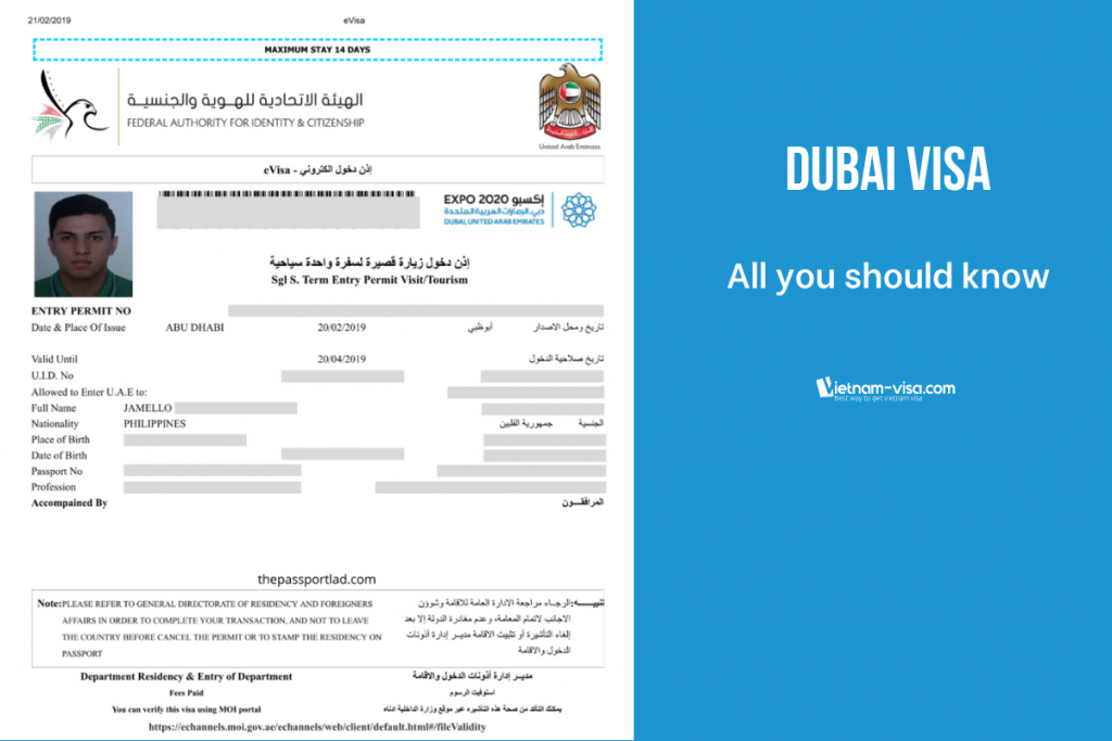 dubai visit visa cost aed