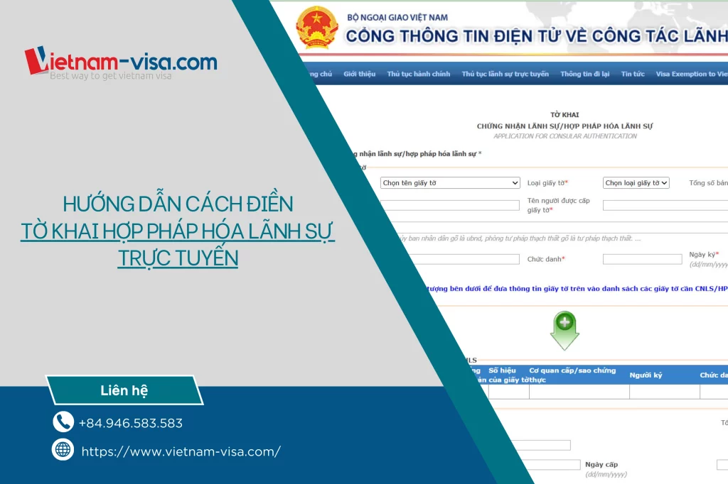 Cách điền tờ khai hợp pháp hóa lãnh sự trực tuyến