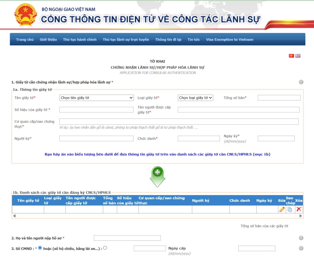 cách điền tờ khai hợp pháp hóa lãnh sự