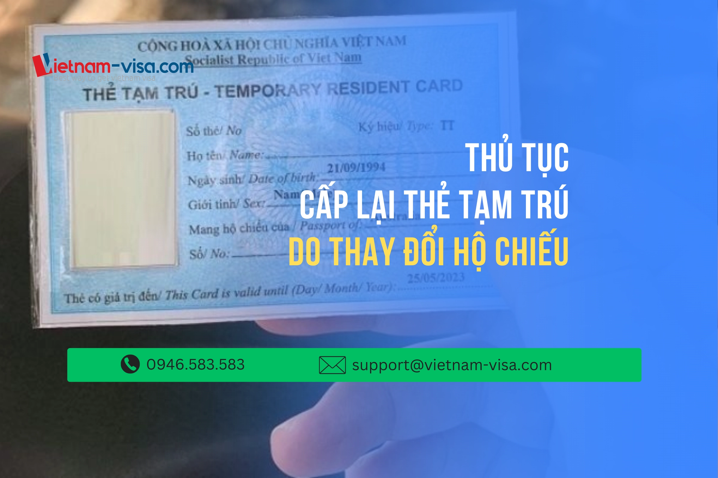 [Cần biết] Hướng dẫn thủ tục cấp lại thẻ tạm trú cho người nước ngoài khi thay đổi hộ chiếu