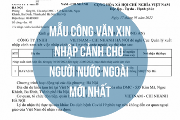 Mẫu công văn xin nhập cảnh cho người nước ngoài (Form NA2)