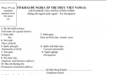 How to Fill Out Vietnamese Visa Application Form